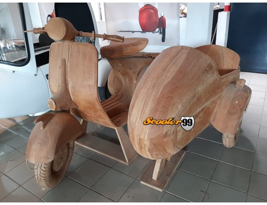 The Unique Wooden Vespa with Sidecar